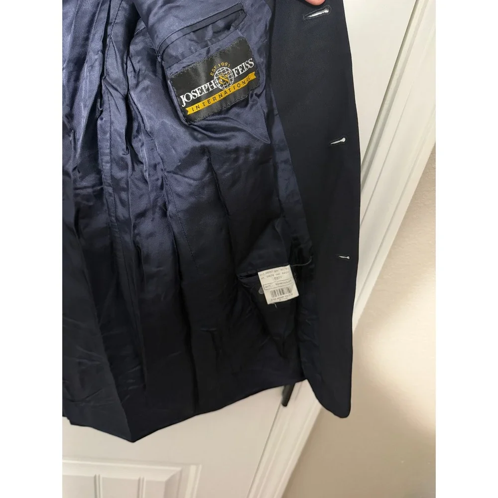 Joseph Feiss Blazer Mens 40 Regular Navy Blue 3 Button International EUC